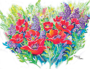 Red and purple flowers