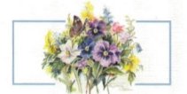 Boquet of purple and white pansies with butterfly